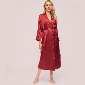 Ice silk silk pajamas female summer robe spring and summer new loose ladies home wear spring and autumn bathrobe morning robe