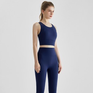 New yoga outfit set for women wearing professional tank tops, shock-absorbing high waisted tight fitting, no awkward line sports set