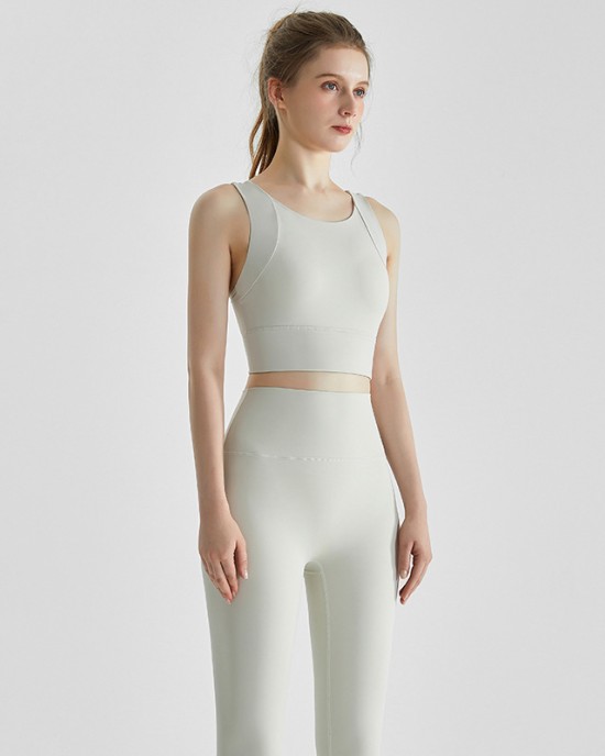 New yoga outfit set for women wearing professional tank tops, shock-absorbing high waisted tight fitting, no awkward line sports set