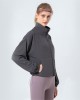 New stand up neckline drawstring yoga suit with cloud feeling, loose and simple slimming effect, jacket pocket, sports and fitness suit