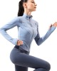 Yoga suit, autumn and winter top, long sleeved women's stand up collar, tight fitting fingertips, fitness, quick drying, running and sports jacket