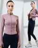 Yoga suit, autumn and winter top, long sleeved women's stand up collar, tight fitting fingertips, fitness, quick drying, running and sports jacket