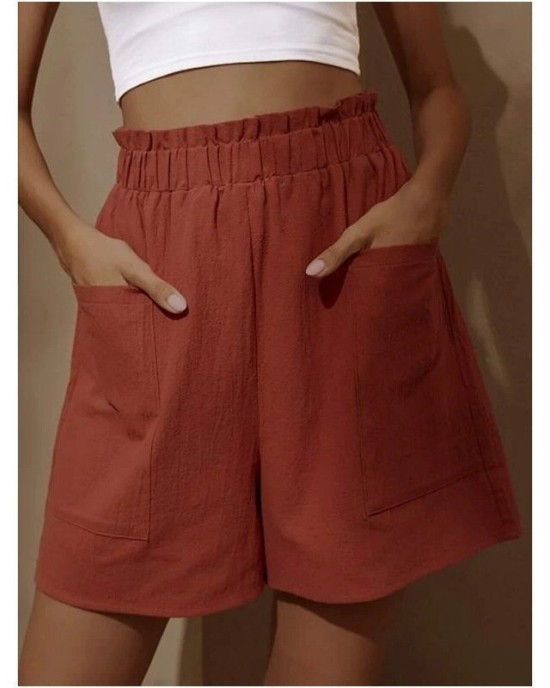 2024 New Women's Cotton and Linen Pod High Waist Shorts Fashion Wide Leg Casual Shorts