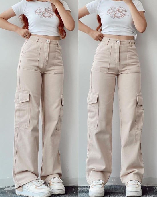 2024 new versatile casual pants mid-waist three-dimensional pockets pants waisted workers Dress Pants