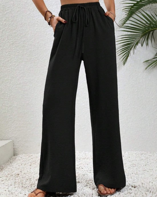 2024 Women's Autumn New Loose Versatile Solid Color Drag Floor Wide Leg Pants Casual Pants