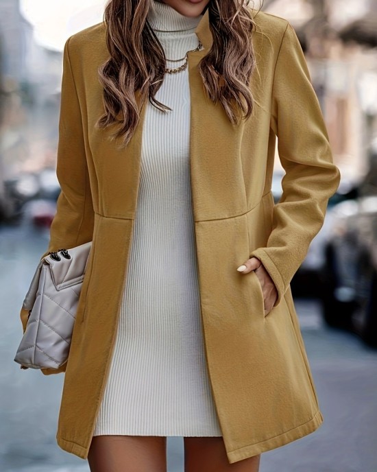 Women's elegant and simple commuting in autumn and winter thickened long-sleeved double-sided tweed coat woman