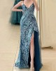 New three-dimensional positioning floral dress long banquet temperament slim slimming evening dress