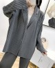 Autumn and winter new products with loose temperament, oversized long sleeved pleated suit jacket for women